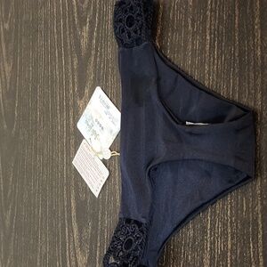 Luli Fama Bikini Bottom Hand Knot Crpchet Flow Sides Mod NWt New Small Black